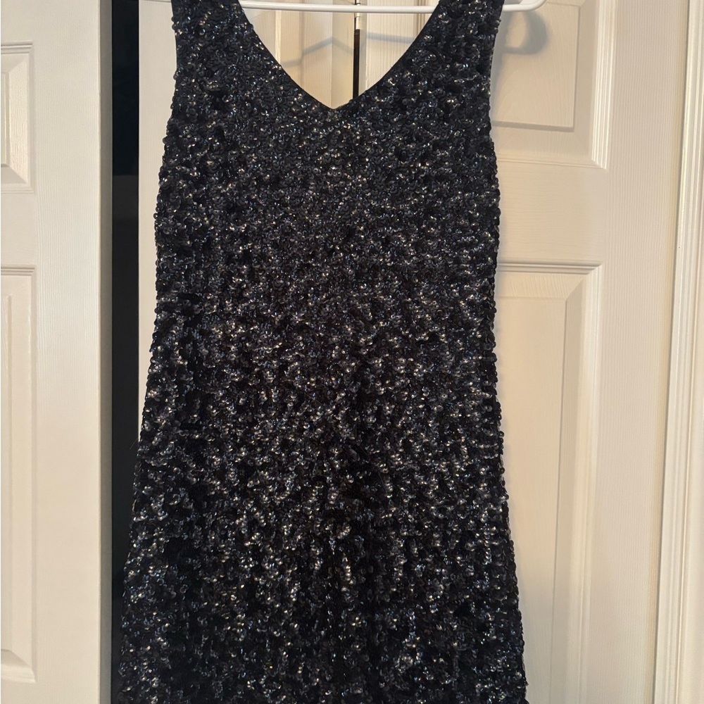 Papillon Blanc Black Sequin Mini Dress